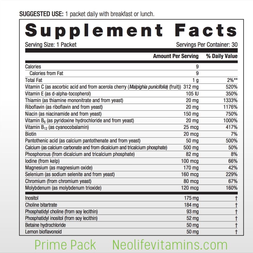Prime Pack Neolife Targeted Nutrition